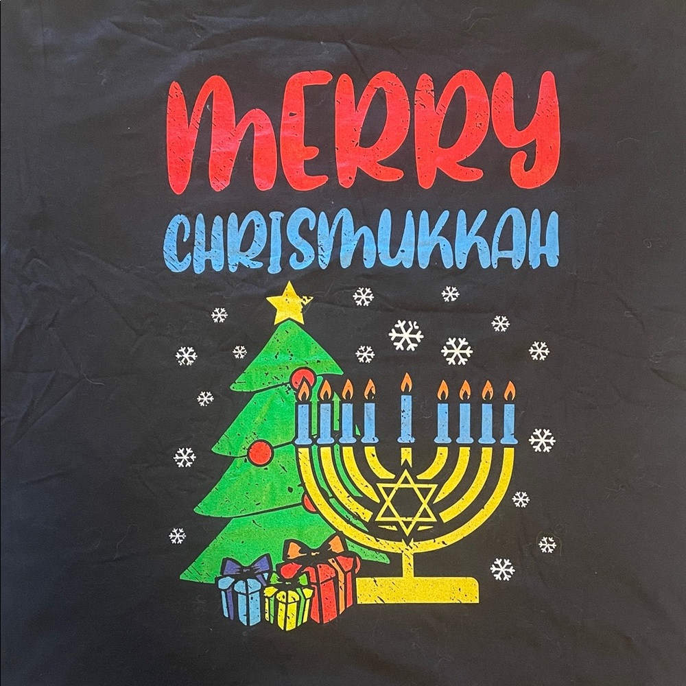 Port Authority Black Merry Chrismukkah Tee EUC